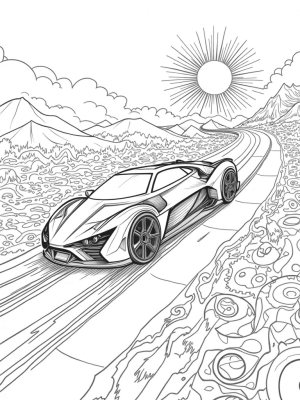 Futuristic Lamborghini Jet Soaring Above a Vibrant Landscape