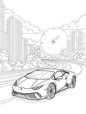 Futuristic Lamborghini at the Neon Racetrack
