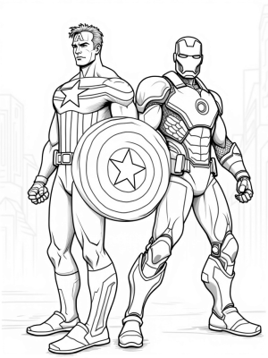 Captain America and Iron Man in Action
