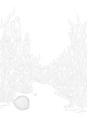 Underwater Garden with Seashell Flowers and Lantern Jellyfish