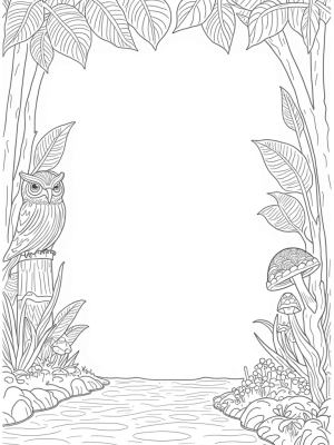 Jungle Canopy with Wise Owl and Colorful Chameleon