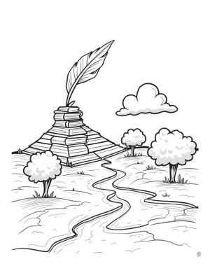 Books Hill with Quill and Ink Pots