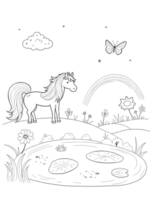 Majestic Pony in a Colorful Meadow