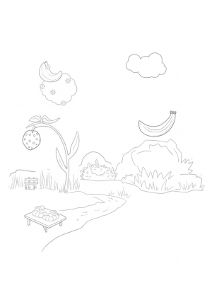 Giant Fruit Forest with a Cupcake Picnic Table