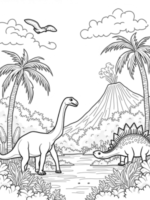 Gentle Dinosaurs in a Lush Prehistoric Jungle