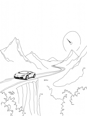 Lamborghini on the Cliffside Road
