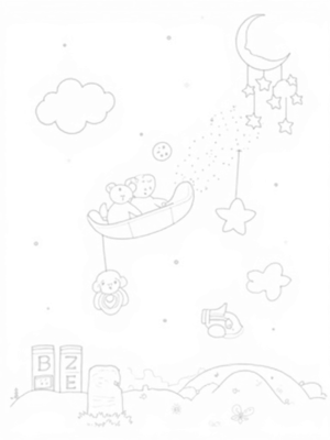 Floating Nursery with Giant Teddy Bear and Colorful Stars
