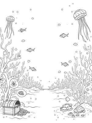 Vibrant Underwater Garden with Coral and Sea Creatures