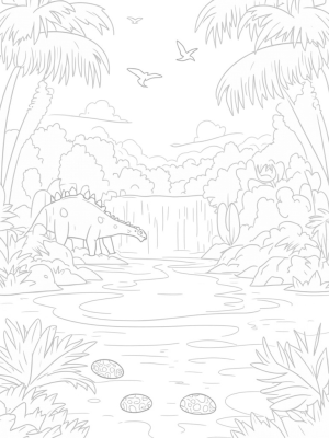 Stegosaurus in a Prehistoric Jungle