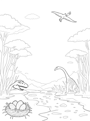 Dinosaur Skull in a Prehistoric Jungle