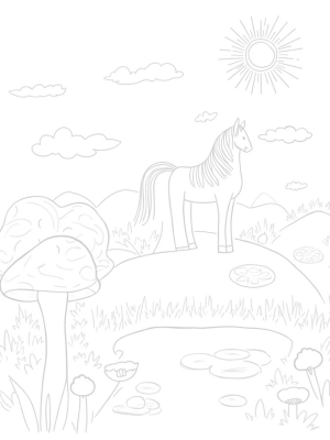 Rainbow Pony in a Flower Meadow