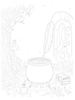 Mystical Cauldron in Enchanted Forest
