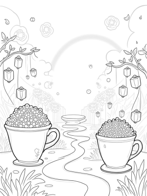 Boba Tea Garden with Bubble Plants and Lantern Pearls