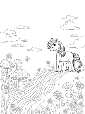 Majestic Pony in a Colorful Meadow