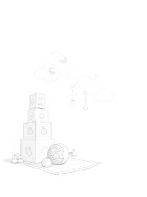Giant Rattle and Pastel Blocks in a Nursery Landscape