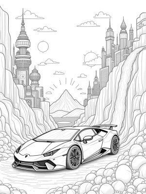 Futuristic Lamborghini by the Liquid Metal Waterfall