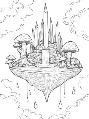 Crystal Trees and Floating Island Waterfall