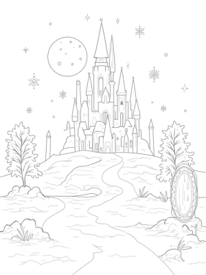 Majestic Ice Castle Under the Moonlight