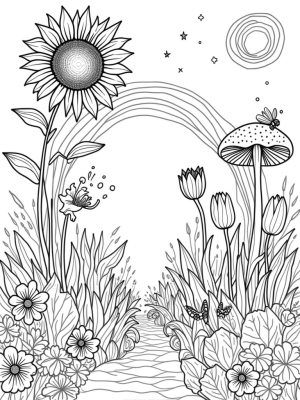 Oversized Flowers in a Fantastical Garden
