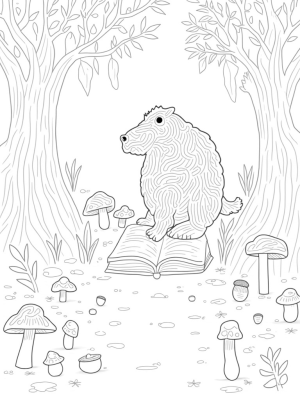Gruffalo Silhouette Among Oversized Mushrooms