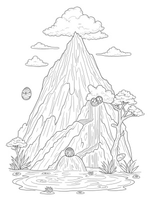 Mountain Dragon with Golden Eggs and Waterfalls