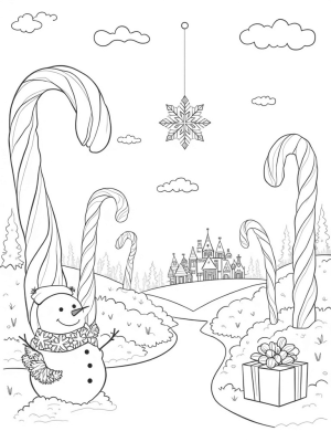 Candy Cane Forest with a Sparkling Snowman