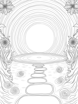 Oversized Flower Petals and Tranquil Pond