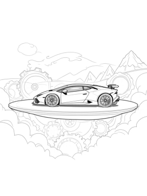 Futuristic Lamborghini on a Glass Platform at Sunset