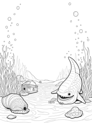 Underwater Oasis with Shark Rock and Treasure Chest