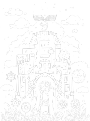 Gears and Vines in a Towering Cityscape