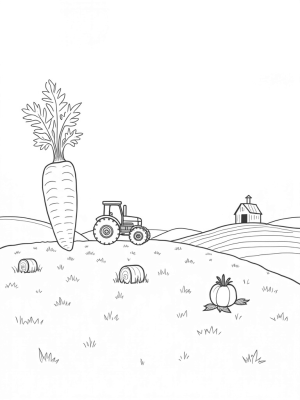 Oversized Vegetables in a Whimsical Farm Landscape