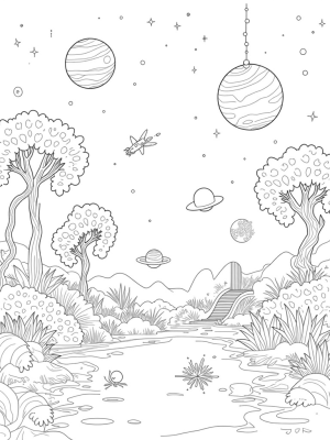 Celestial Garden with Twisted Vines and Glowing Stars