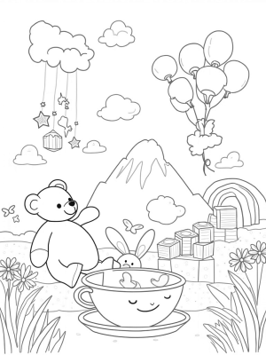 Oversized Toy Nursery with Teddy Bear and Rainbow Slide