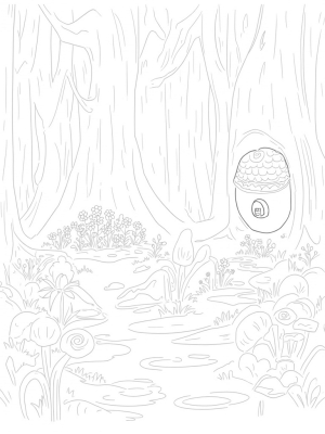 Whimsical Forest Clearing with Gruffalo Footprint