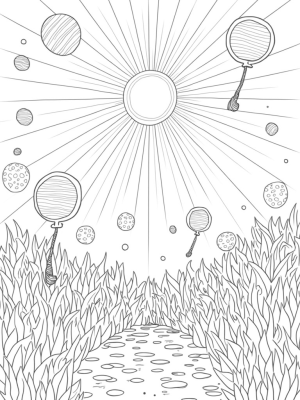 Radiant Circle Garden with Floating Balloons