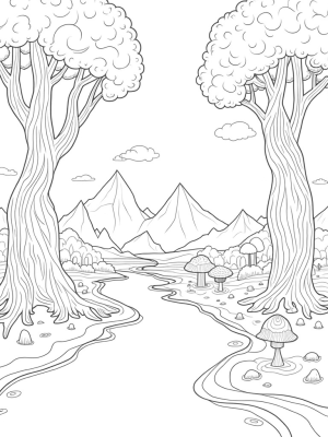 Crystal Forest with Twisting Trees and Silver River