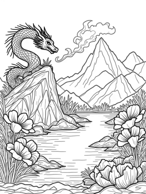 Majestic Dragon Coiling Around a Mountain Peak