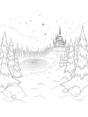 Majestic Ice Castle in a Frozen Forest
