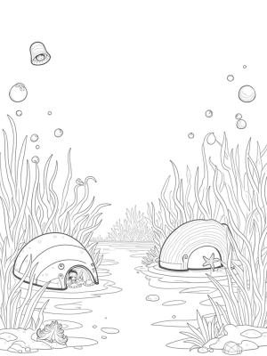 Underwater Meadow with Seaweed and Seashells