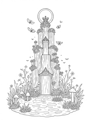 Colorful Gemstone Tower with Crown and Butterflies