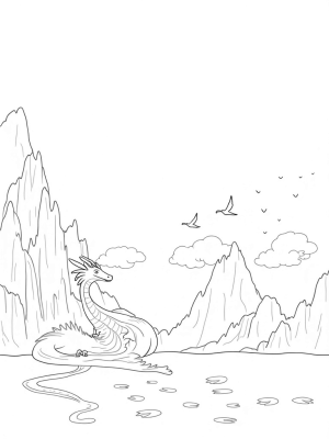 Majestic Dragon Coiling Around a Towering Rock Formation
