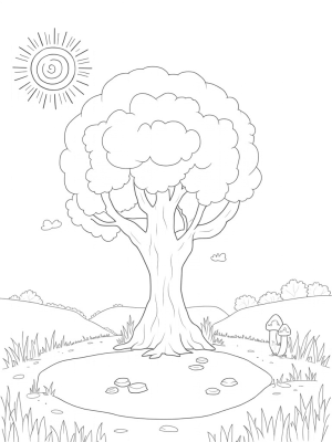 Spiraling Tree with a Reflective Pond