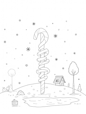 Candy Cane Tree in a Cozy Gingerbread Wonderland