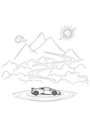 Futuristic Lamborghini on a Floating Platform
