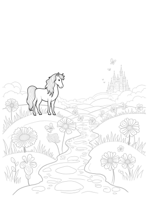 Majestic Pony in a Colorful Meadow