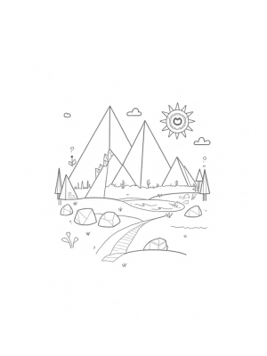 Triangular Mountain and Reflective Lake Scene