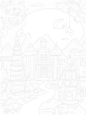 Gingerbread House and Holiday Village in Snowflakes