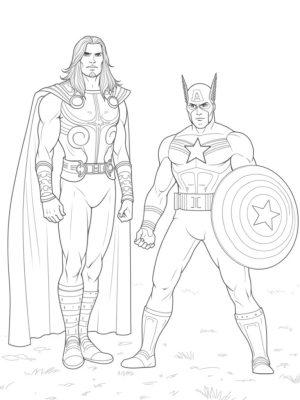 Thor and Captain America in Action