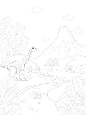 Brachiosaurus and Pterodactyls in a Prehistoric Jungle