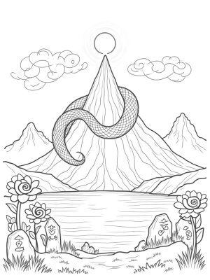 Colossal Dragon Coiling Around a Majestic Mountain Peak